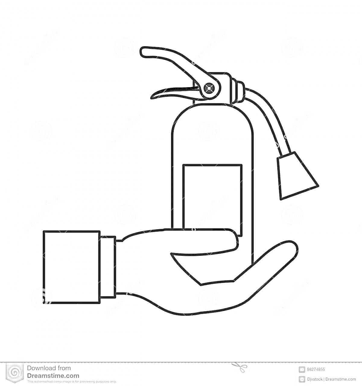 Раскраска Огнетушитель в руке