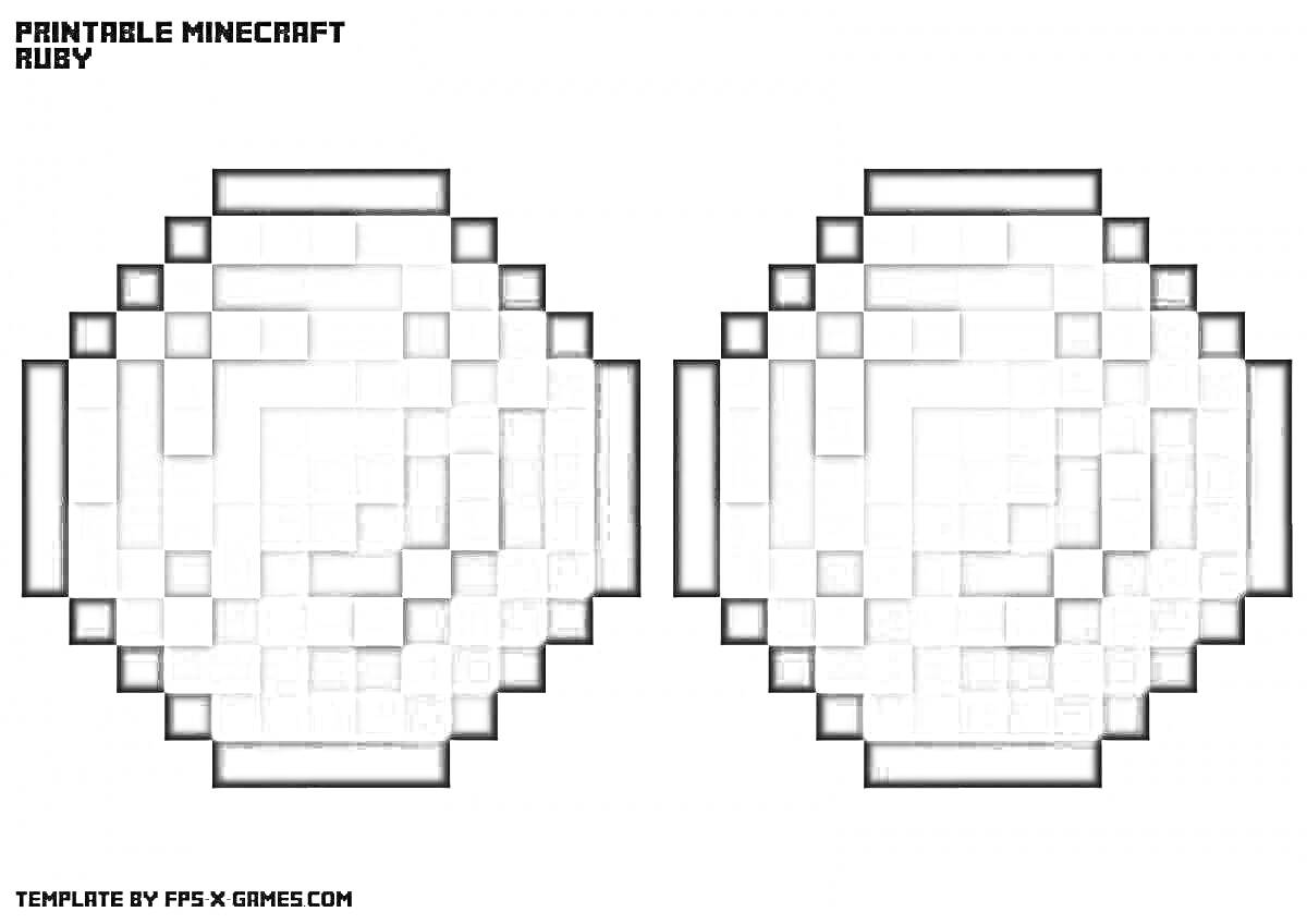 Раскраска Раскраска - два круглых пиксельных объекта из Minecraft, текст 