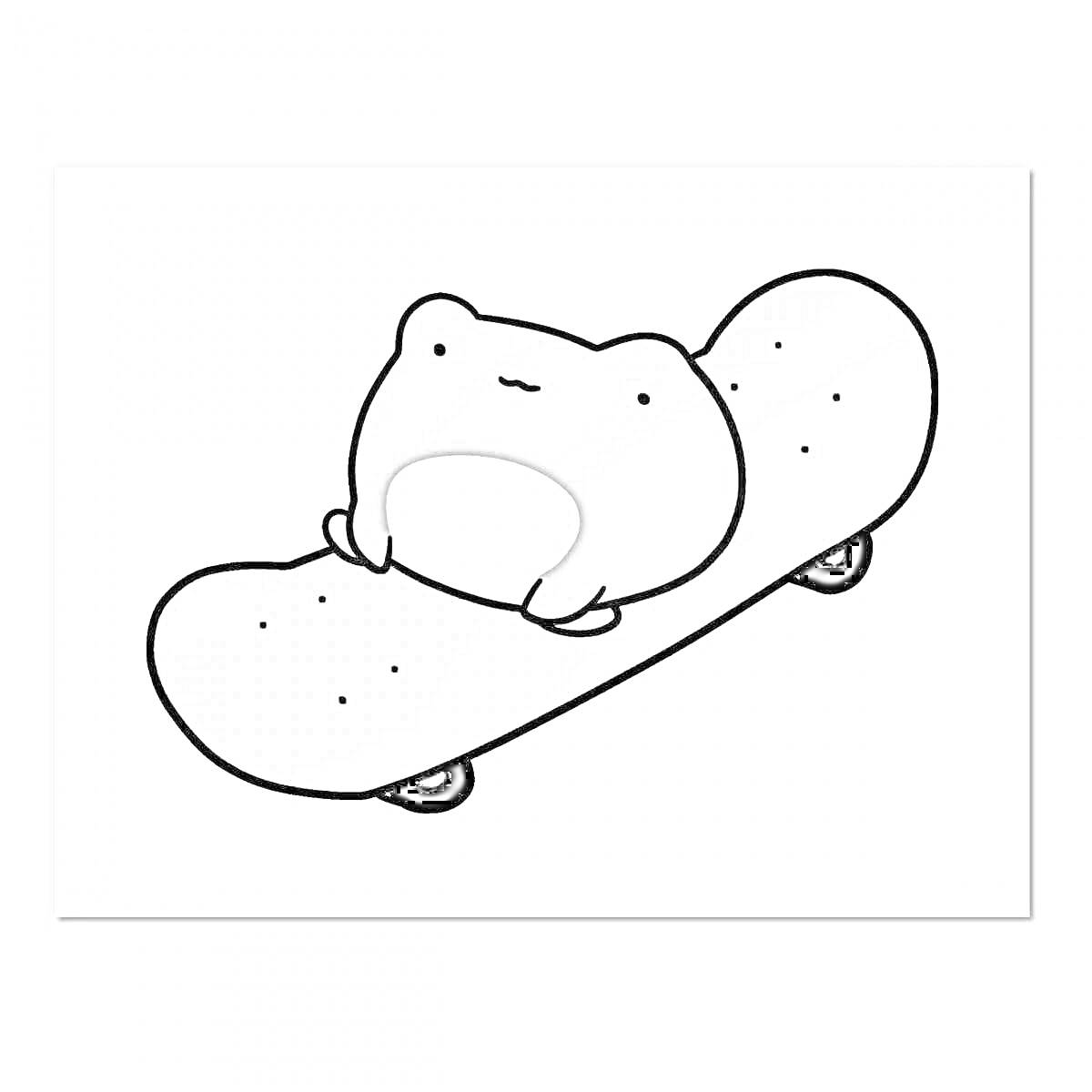 Раскраска Лягушка на скейтборде