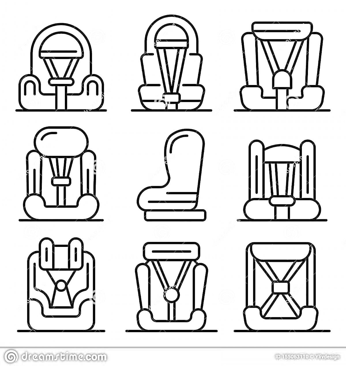На раскраске изображено: Автокресло, Ребенок, Безопасность, Ремень безопасности, Детское кресло, Транспорт, Защита