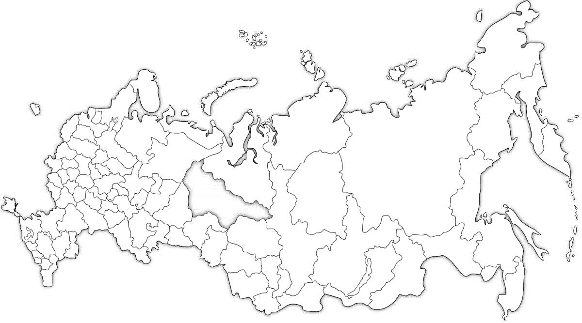 Раскраска Раскраска с контурной картой России с регионами