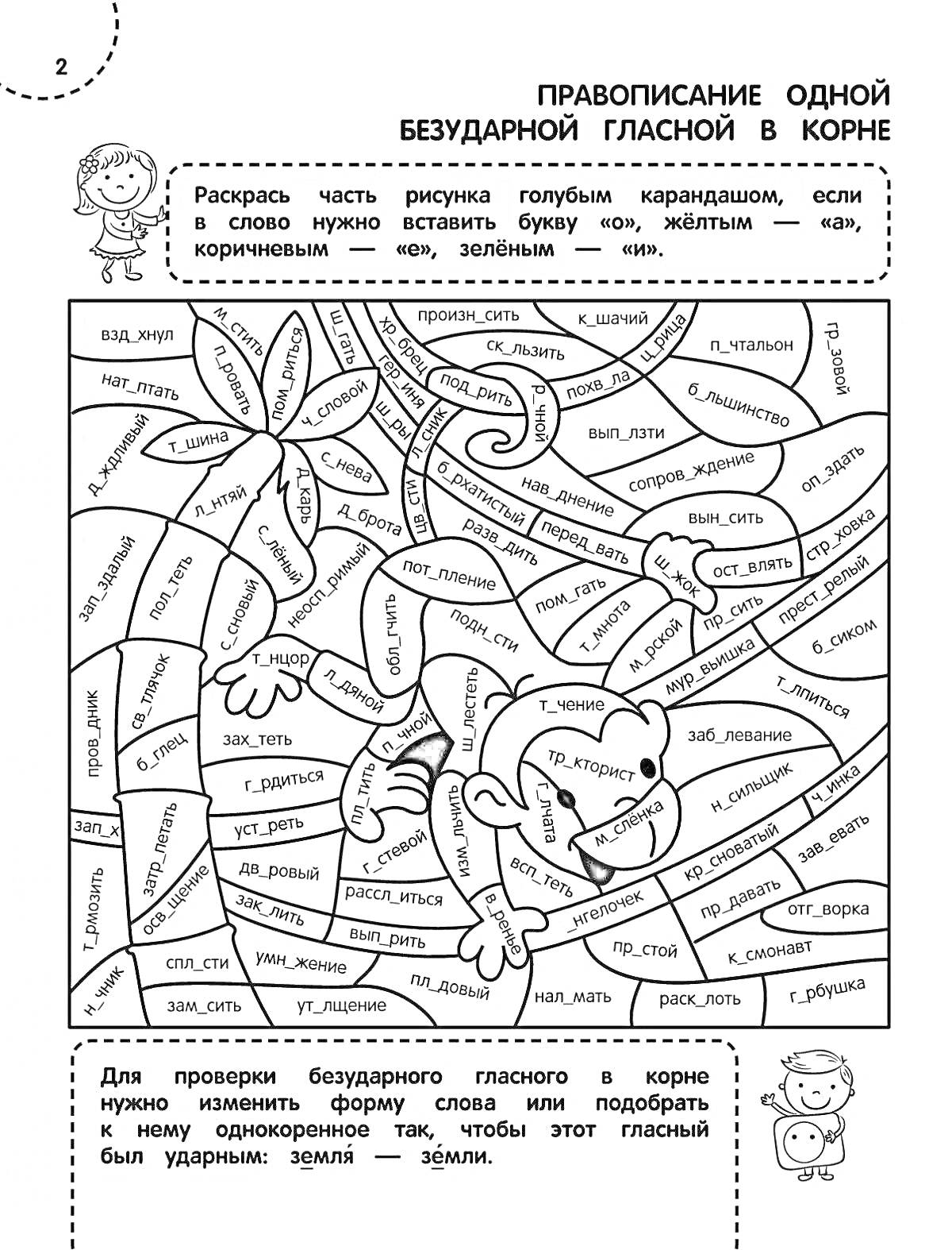 На раскраске изображено: Правописание, Гласные, Проверка, Обучение, Школьная программа, Грамматика, Русский язык