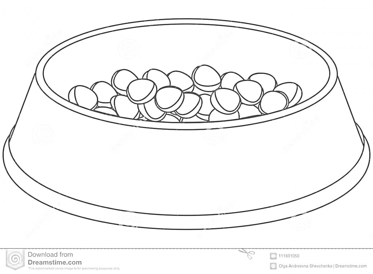 Раскраска Миска с кормом для собак