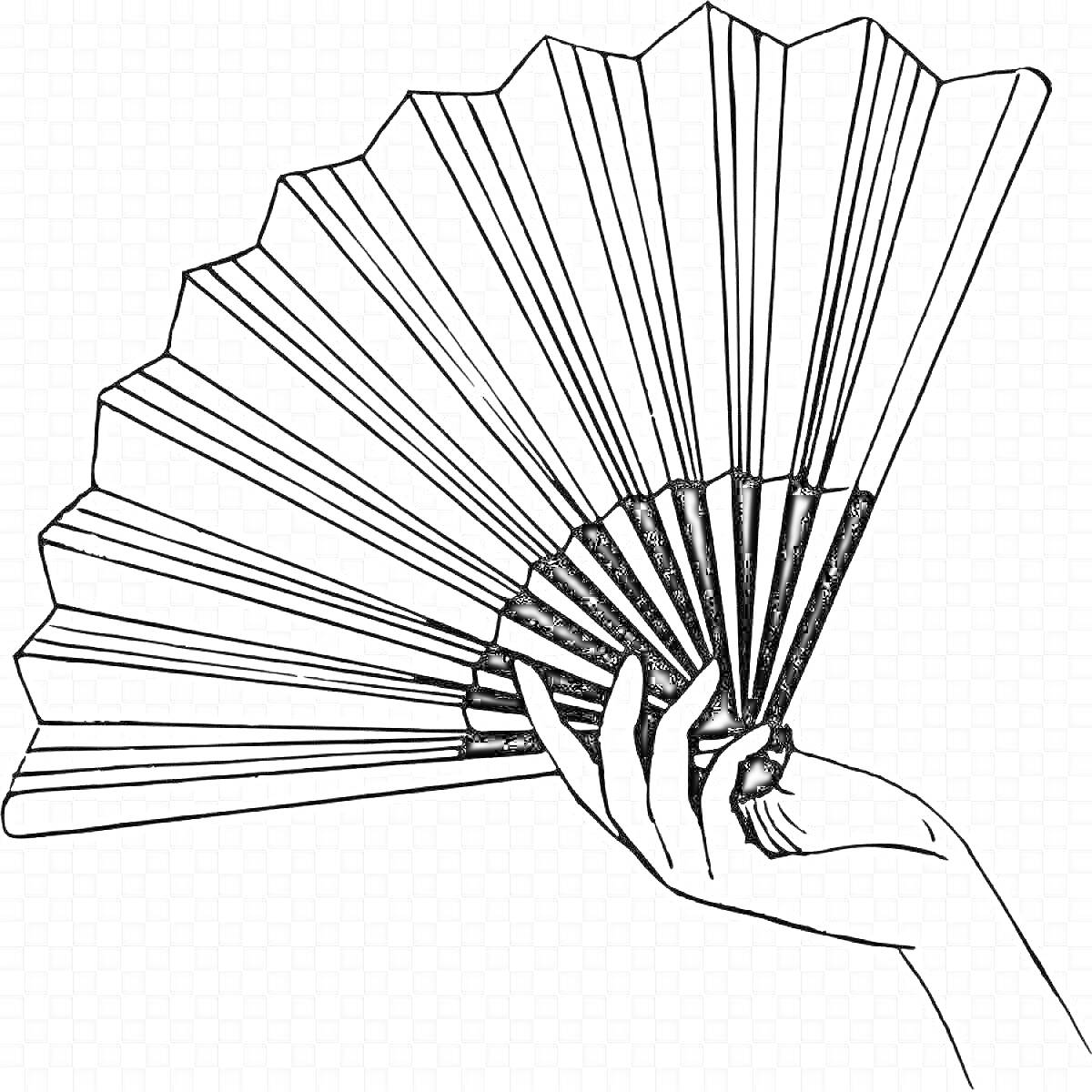 На раскраске изображено: Веер, Рука, Для детей, Художественный дизайн