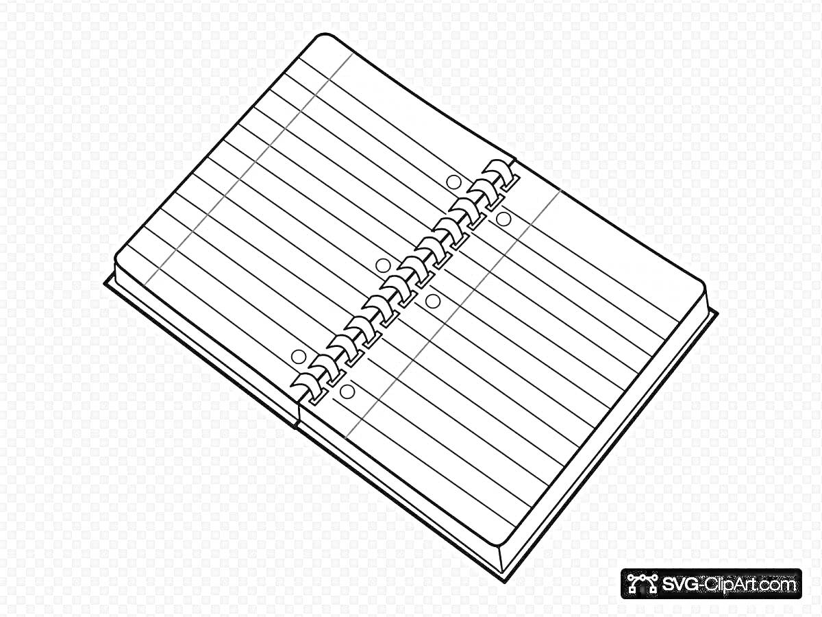 Раскраска Блокнот с пружинной спиралью и линейками для детей