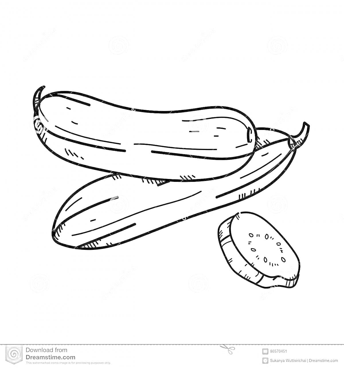 На раскраске изображено: Огурец, Овощи, Для детей, 3-4 года