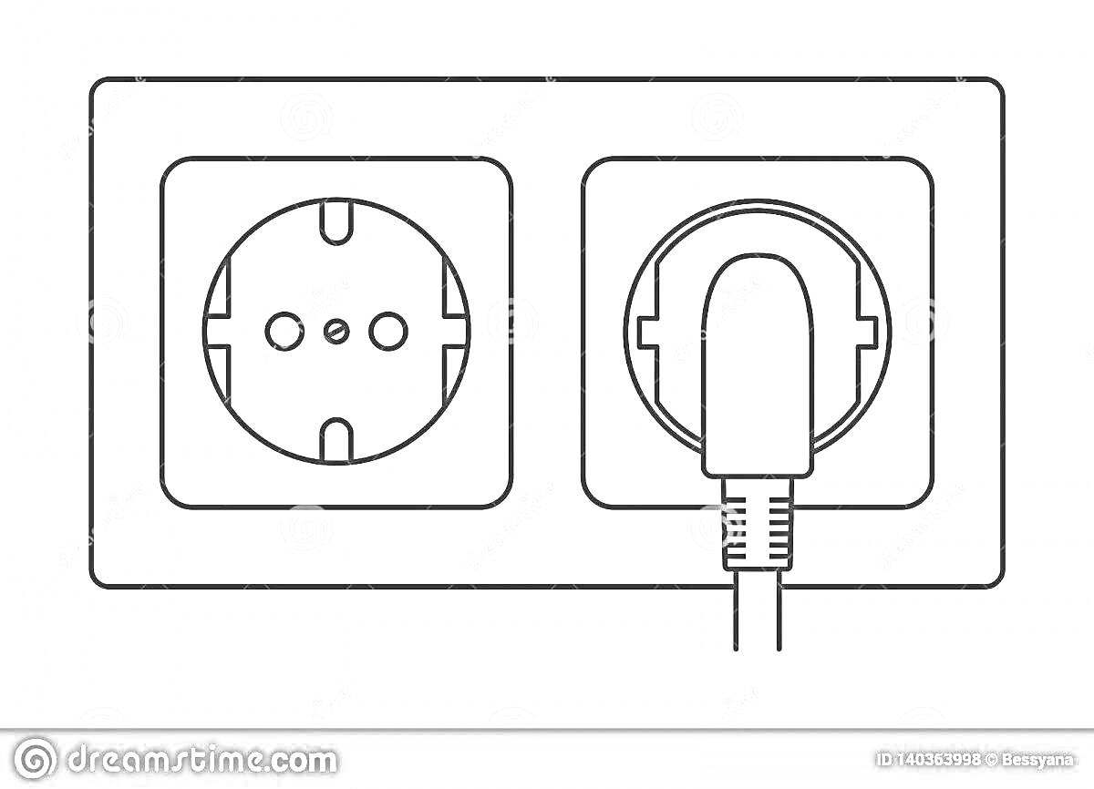 Раскраска Двойная розетка с вилкой