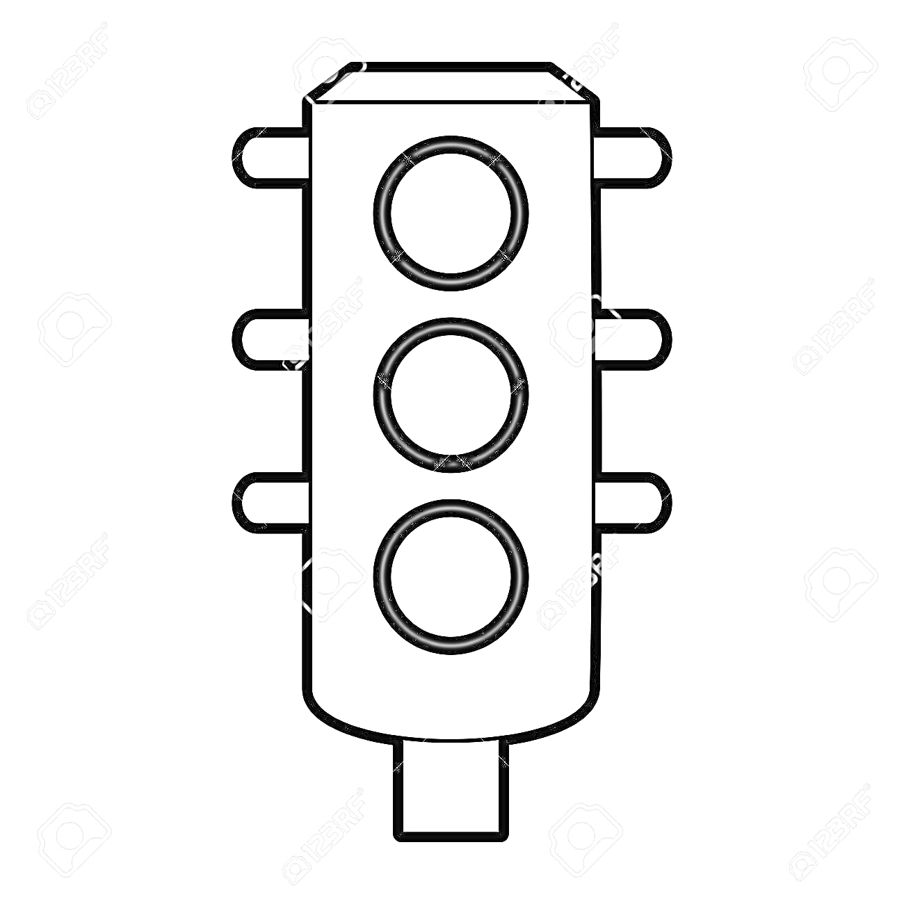 Раскраска Светофор с тремя световыми сигналами