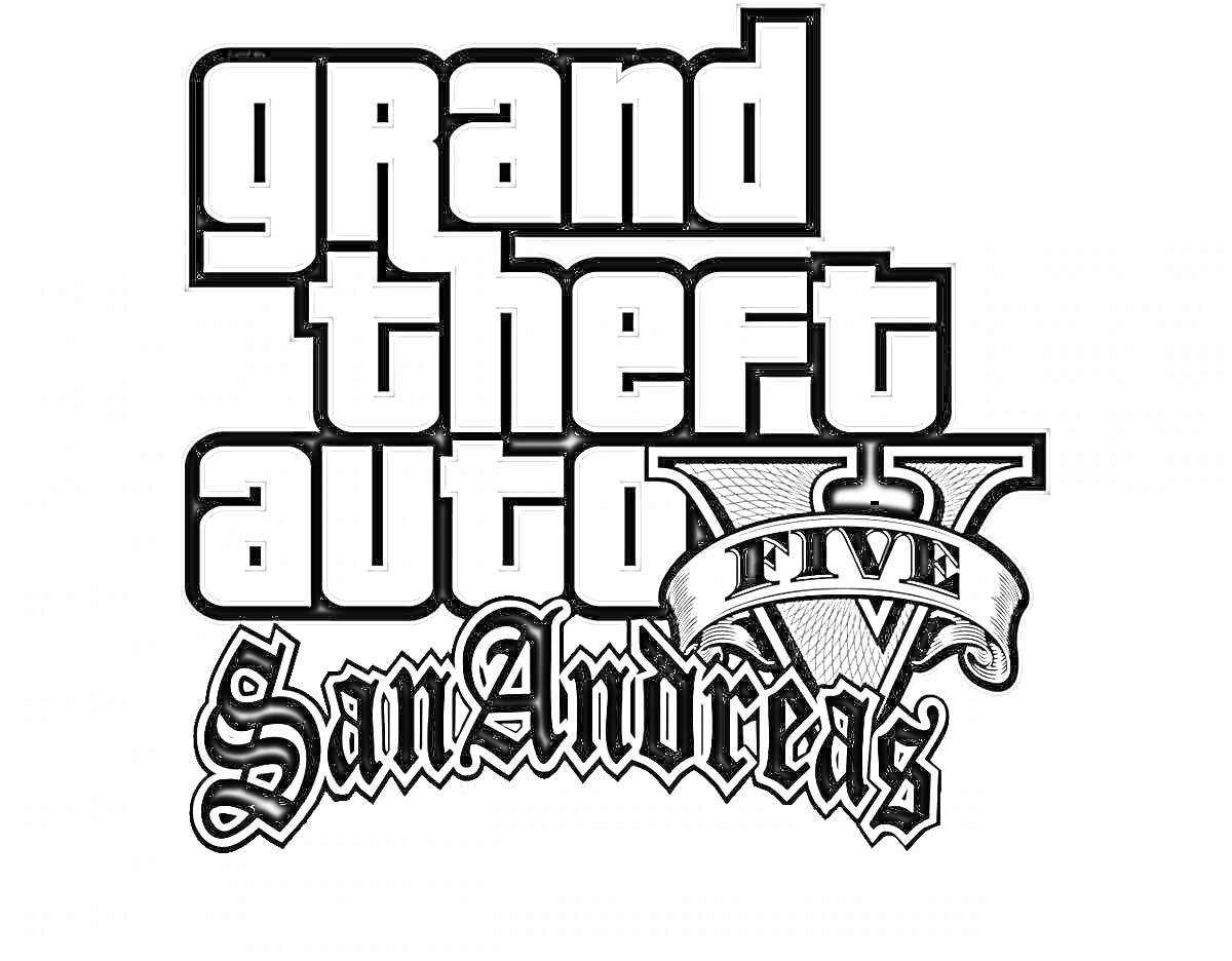 Логотип игры Grand Theft Auto V с текстом San Andreas