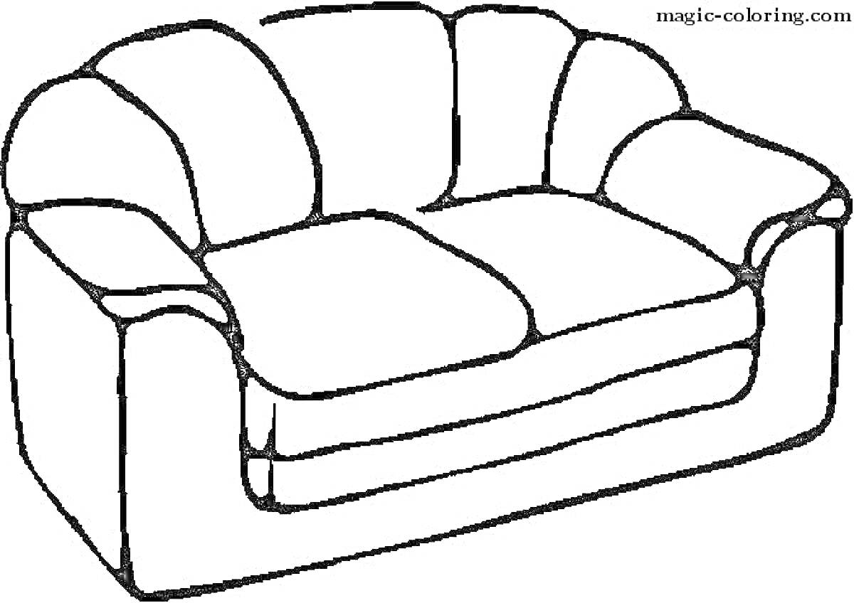 Раскраска Раскраска диван с подушками