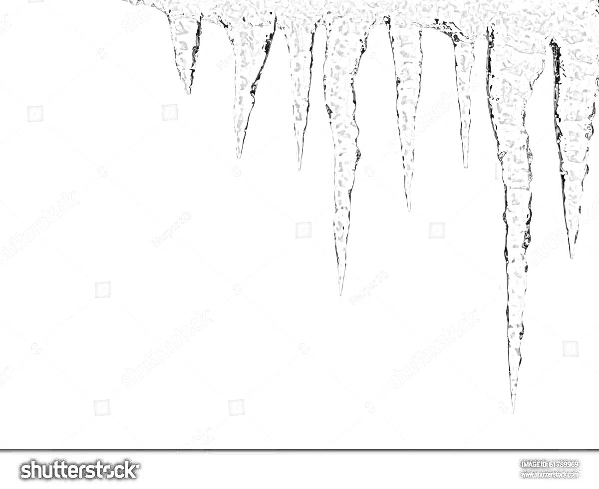 Раскраска Сосульки висящие на краю крыши