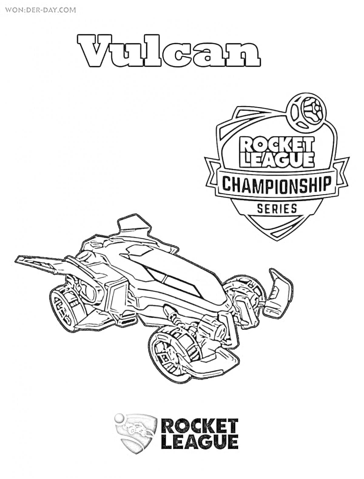 Vulcan с логотипами Rocket League Championship Series и Rocket League