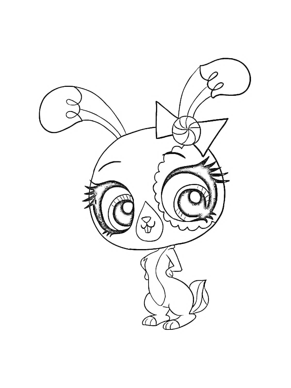 Раскраска Маленький Зоомагазин - Симпатичный кролик с бантиком на голове