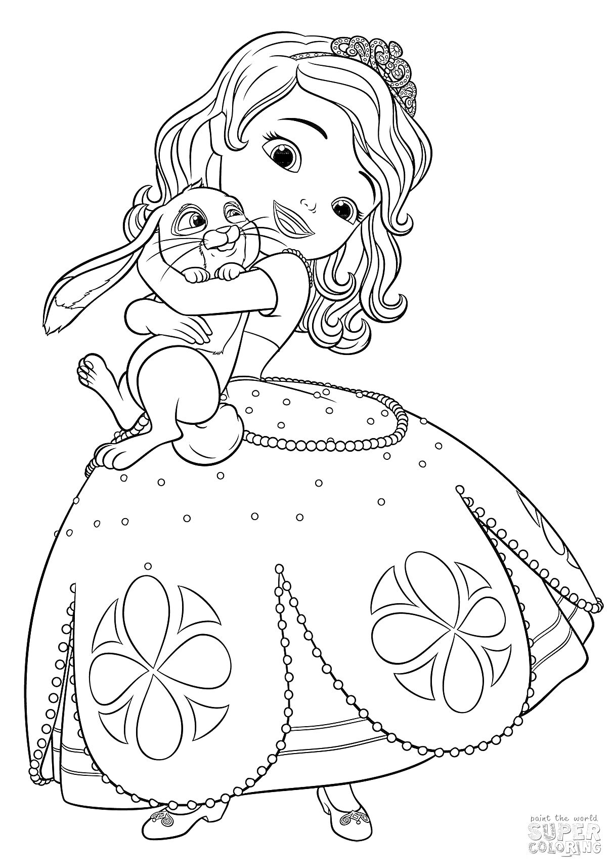 Раскраска Принцесса с кроликом