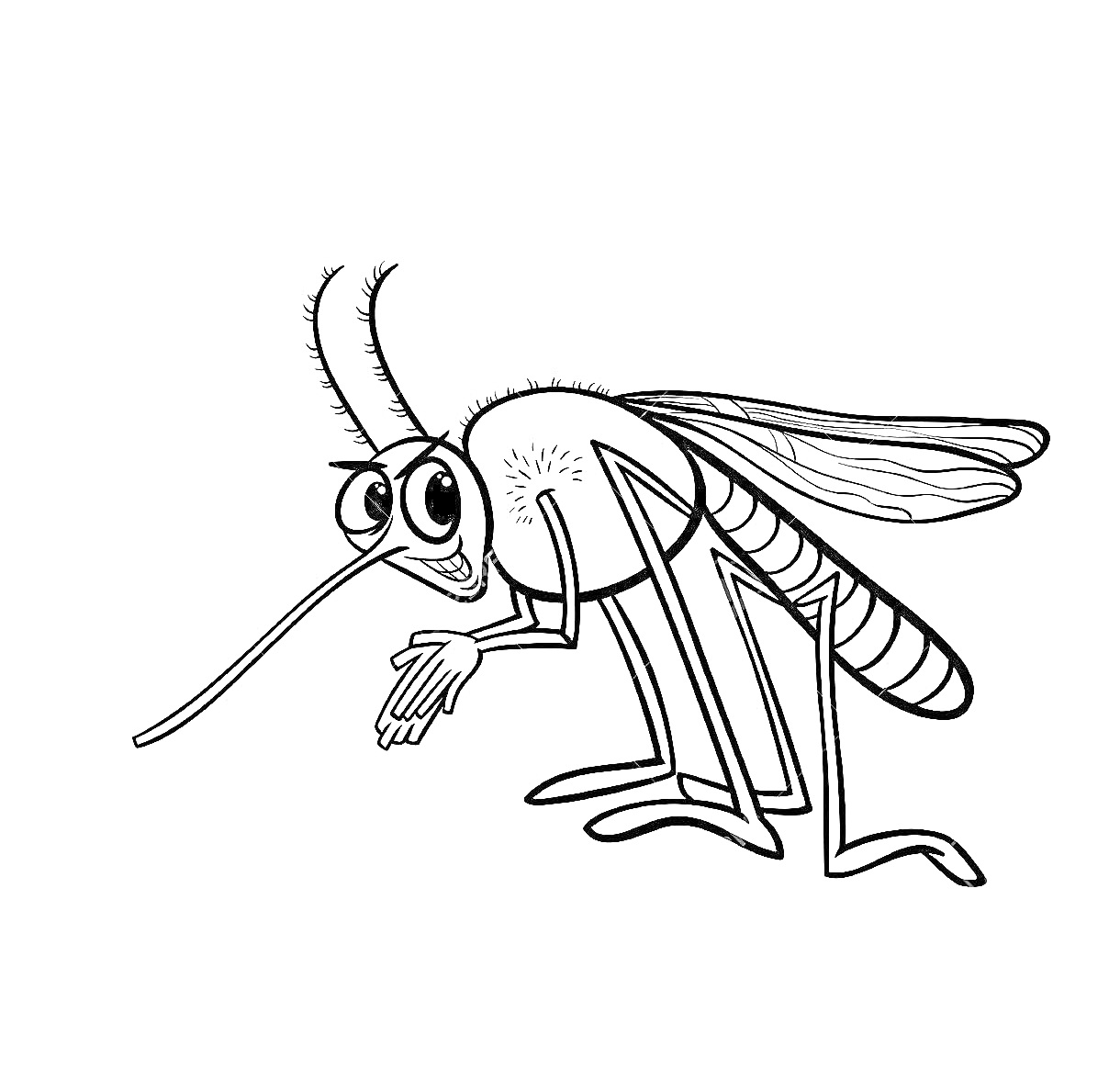 Комар с длинным хоботком, большими глазами и тонкими ногами