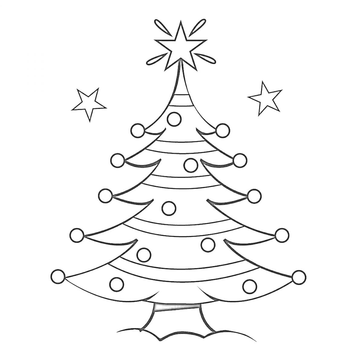 На раскраске изображено: Зима, Новогодняя елка, Контурные рисунки