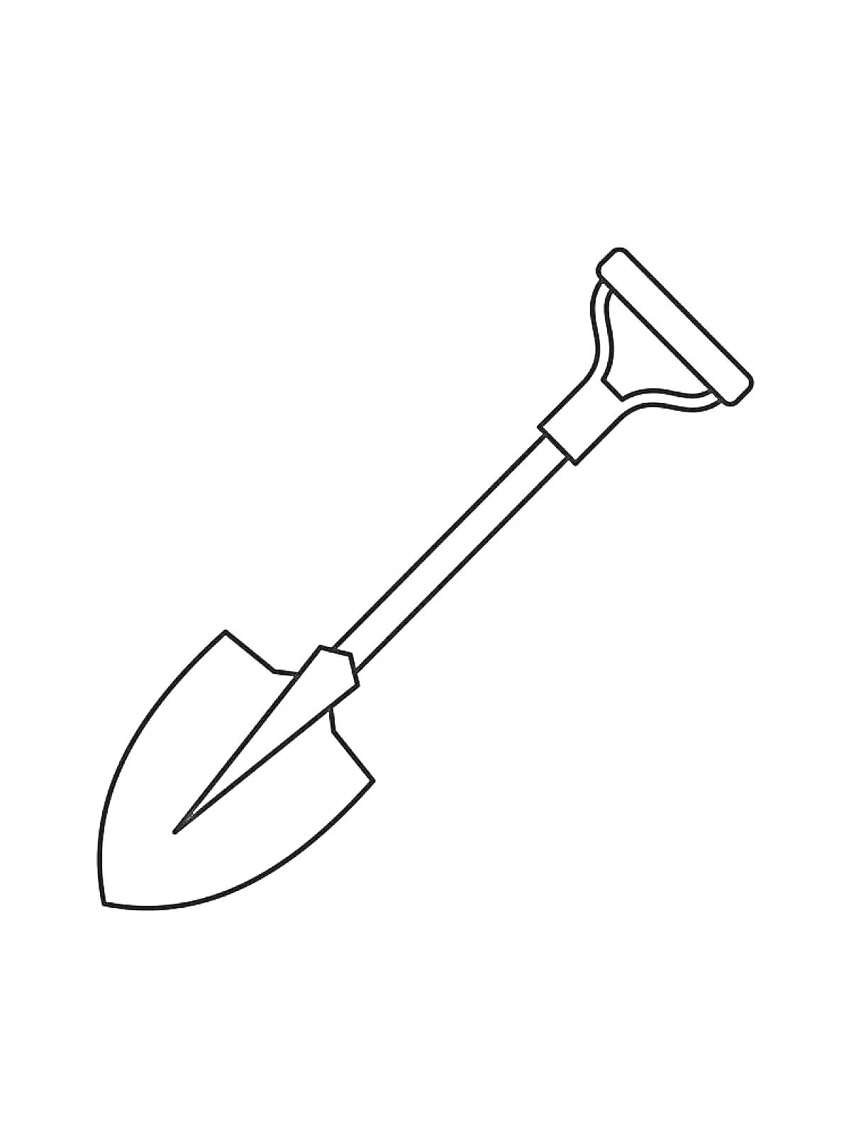 На раскраске изображено: Лопата, Инструмент, Садоводство, Лезвие, Ручка
