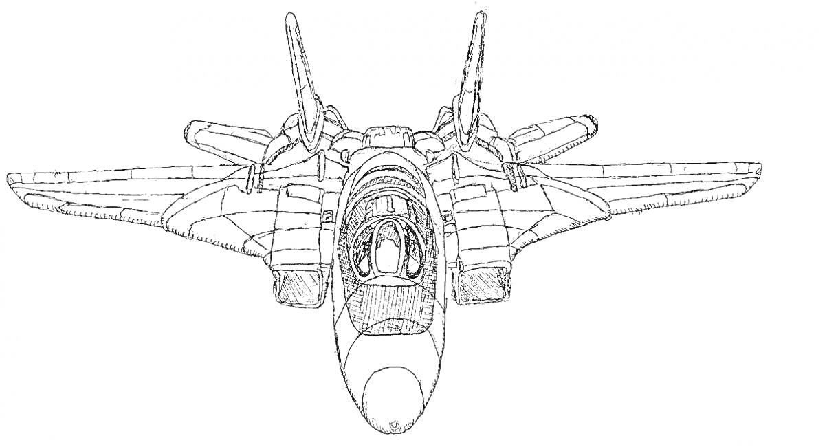 Раскраска Истребитель Су-57, вид спереди