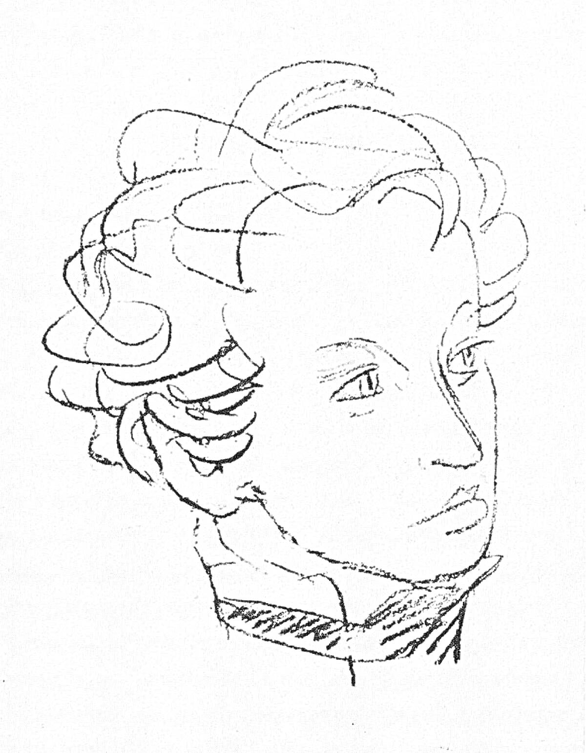 Раскраска Портрет мужчины с кудрявыми волосами