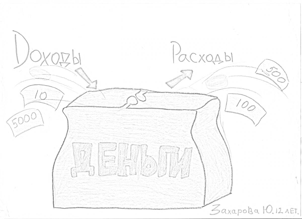 Раскраска Копилка с надписями 