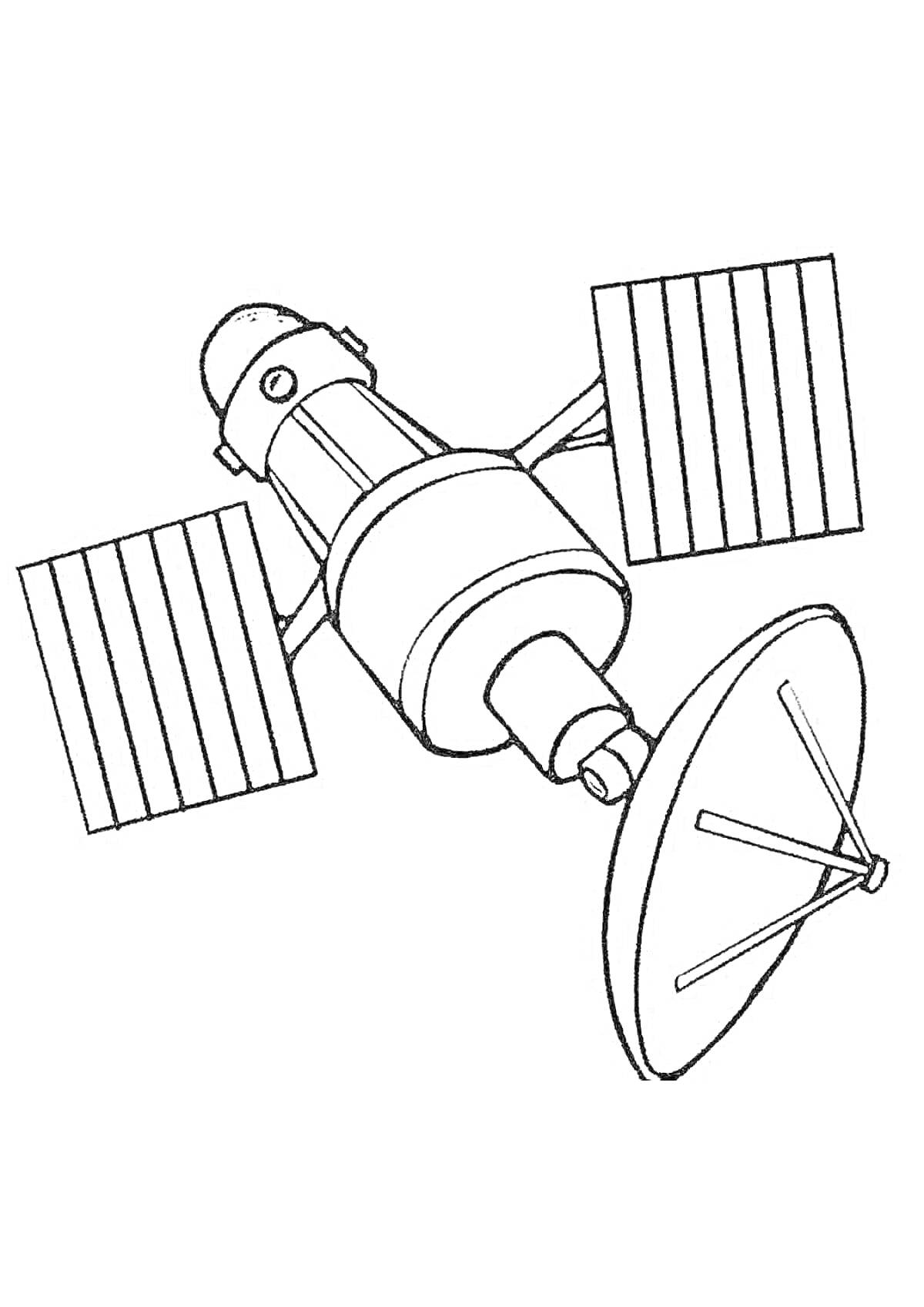 Космическая станция с солнечными панелями и антенной