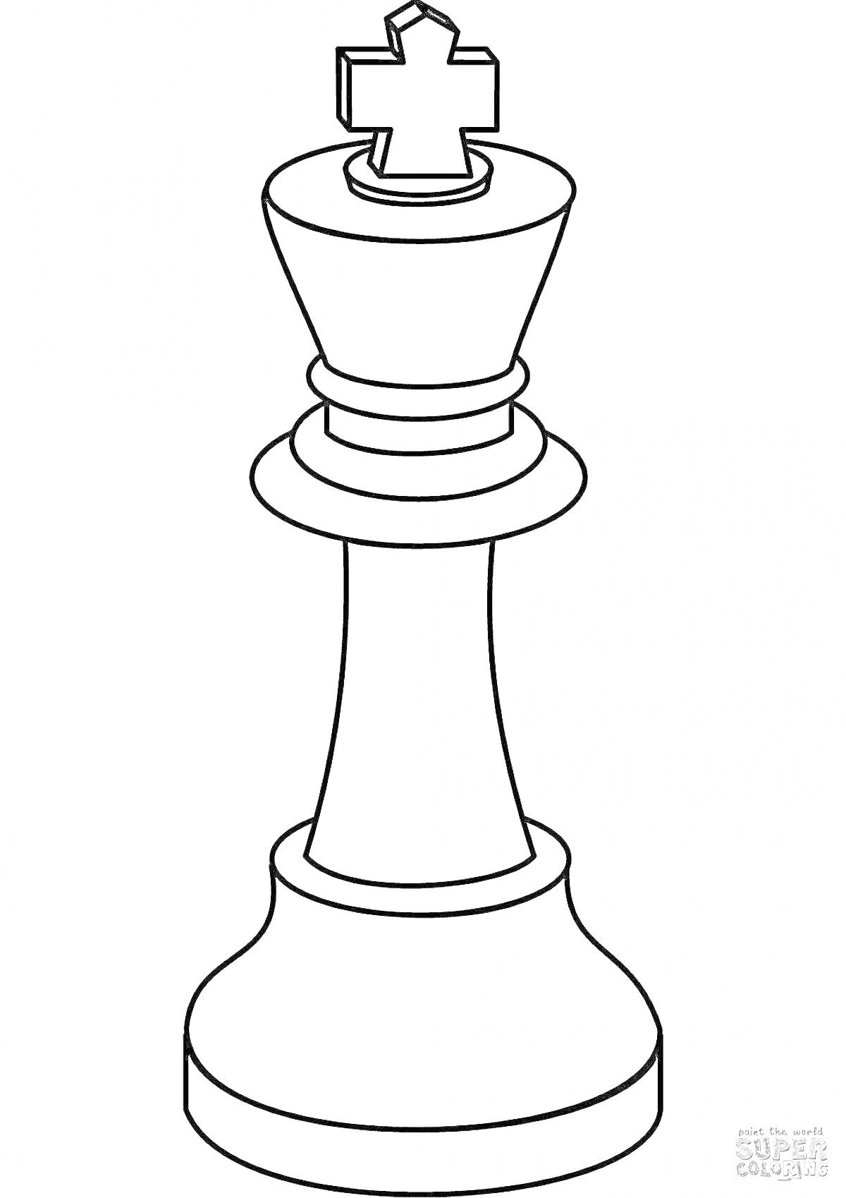 На раскраске изображено: Шахматы, Король, Линии, Игра, Контурные рисунки