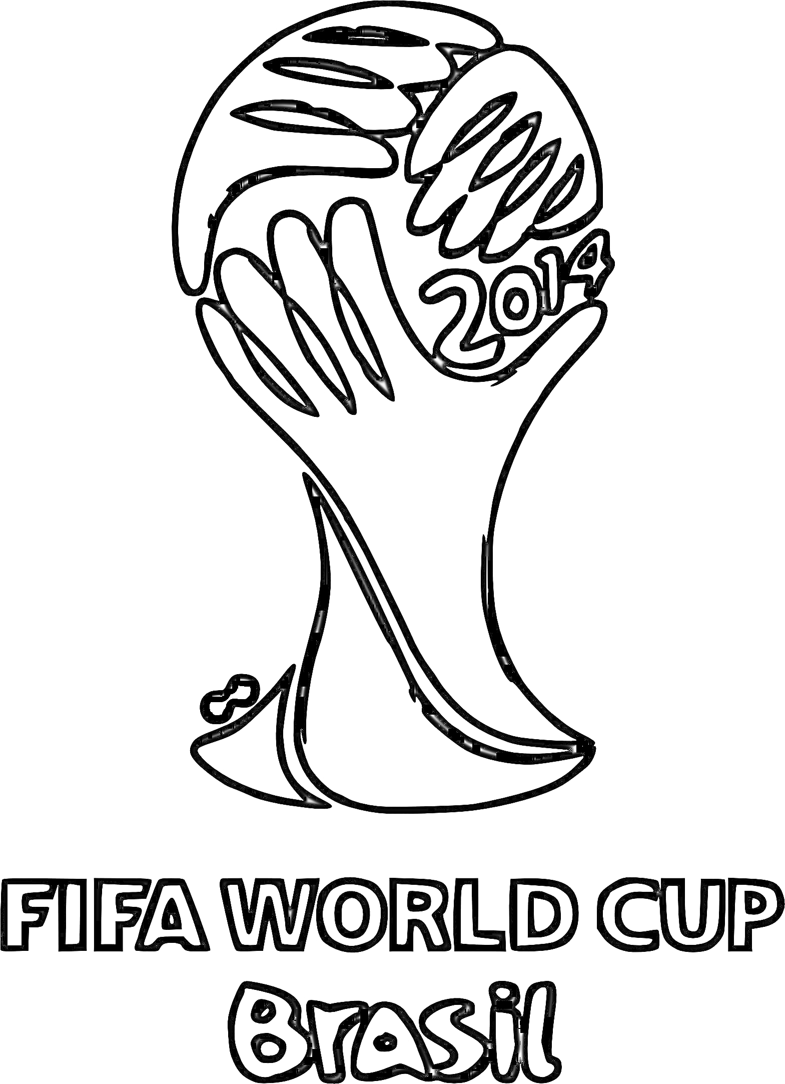 На раскраске изображено: Футбол, Кубок мира, 2014, Бразилия, Трофей