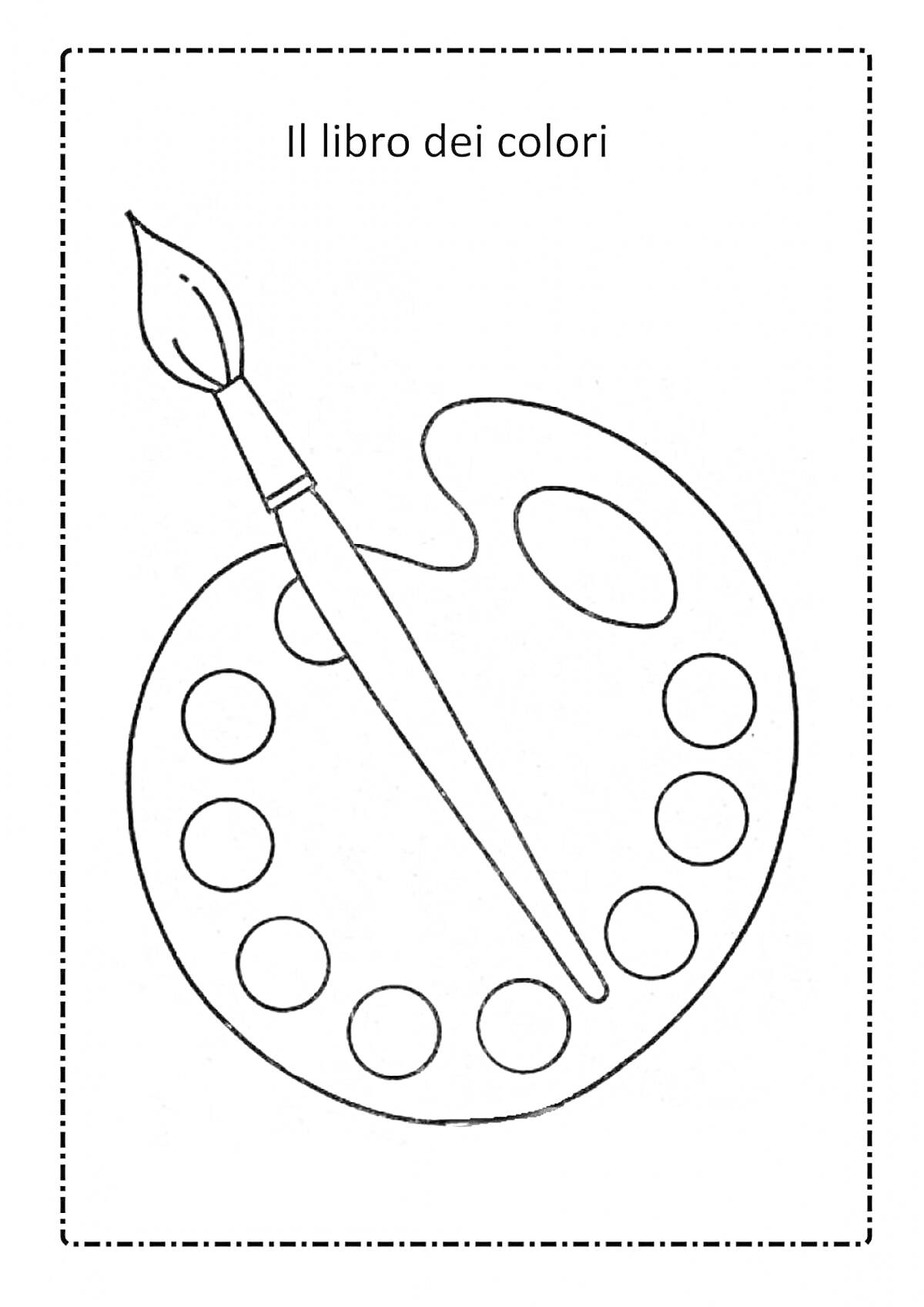 На раскраске изображено: Палитра, Краски, Творчество, Для детей
