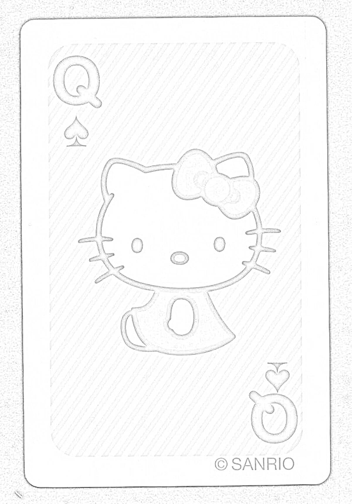 Карта уно Hello Kitty - черная дама пик с изображением Hello Kitty