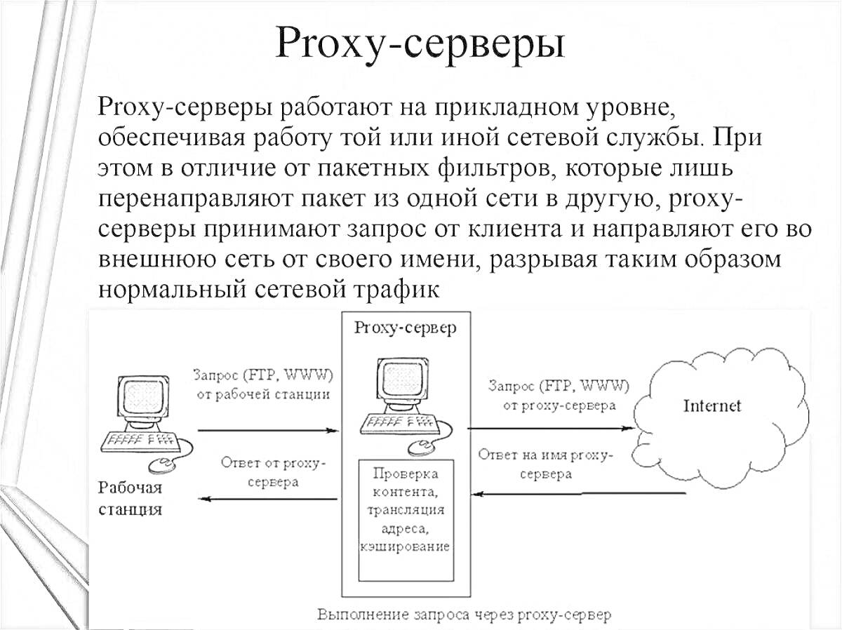 Раскраска Прокси-серверы с объяснением принципа работы и схемой передачи данных через прокси