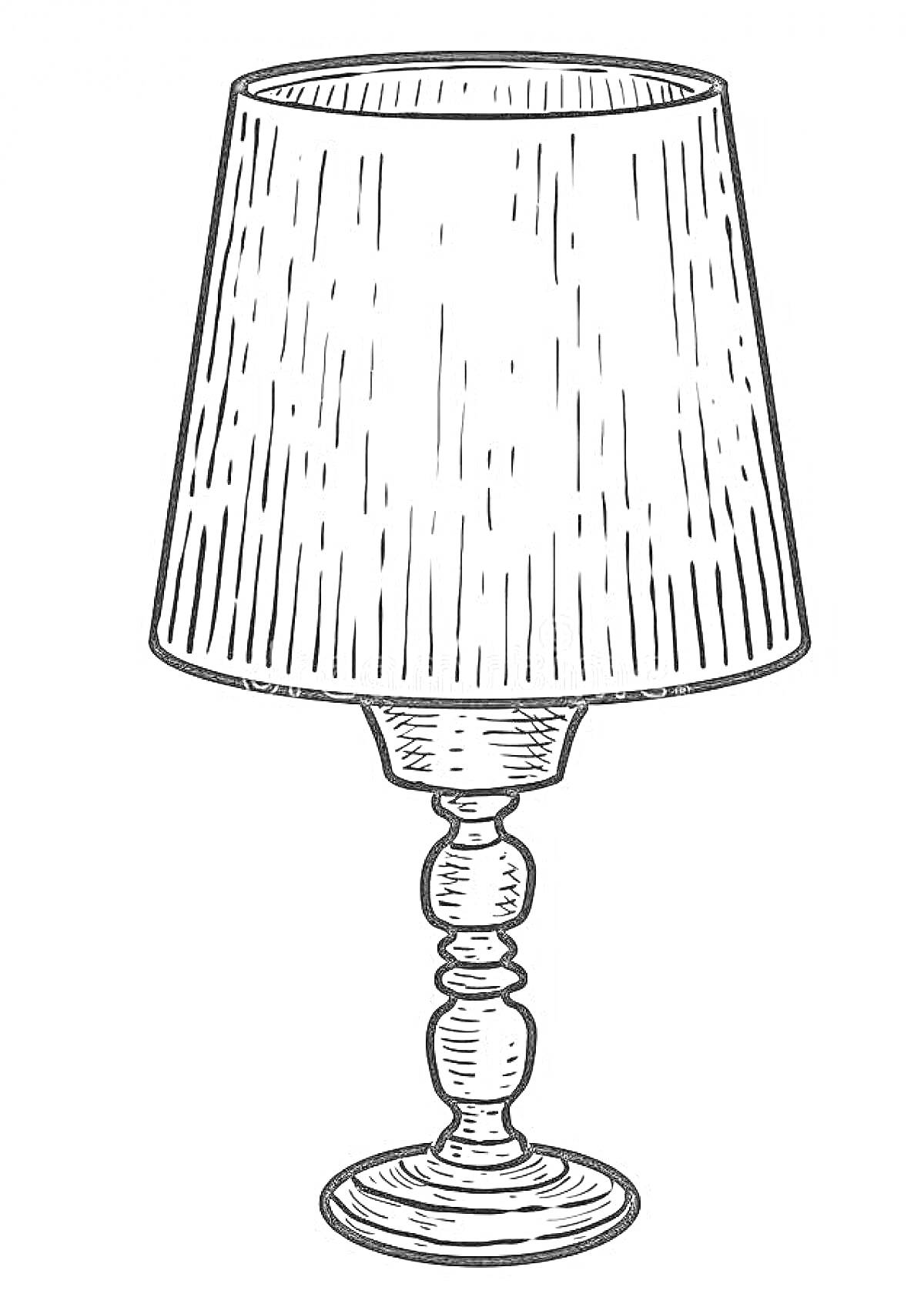 На раскраске изображено: Настольная лампа, Абажур, Предмет интерьера