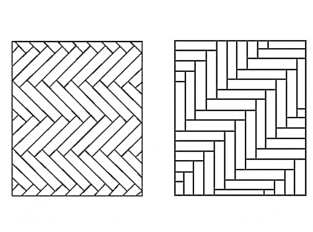 Раскраска Раскраска с узорами паркета - ёлочка и квадратный узор