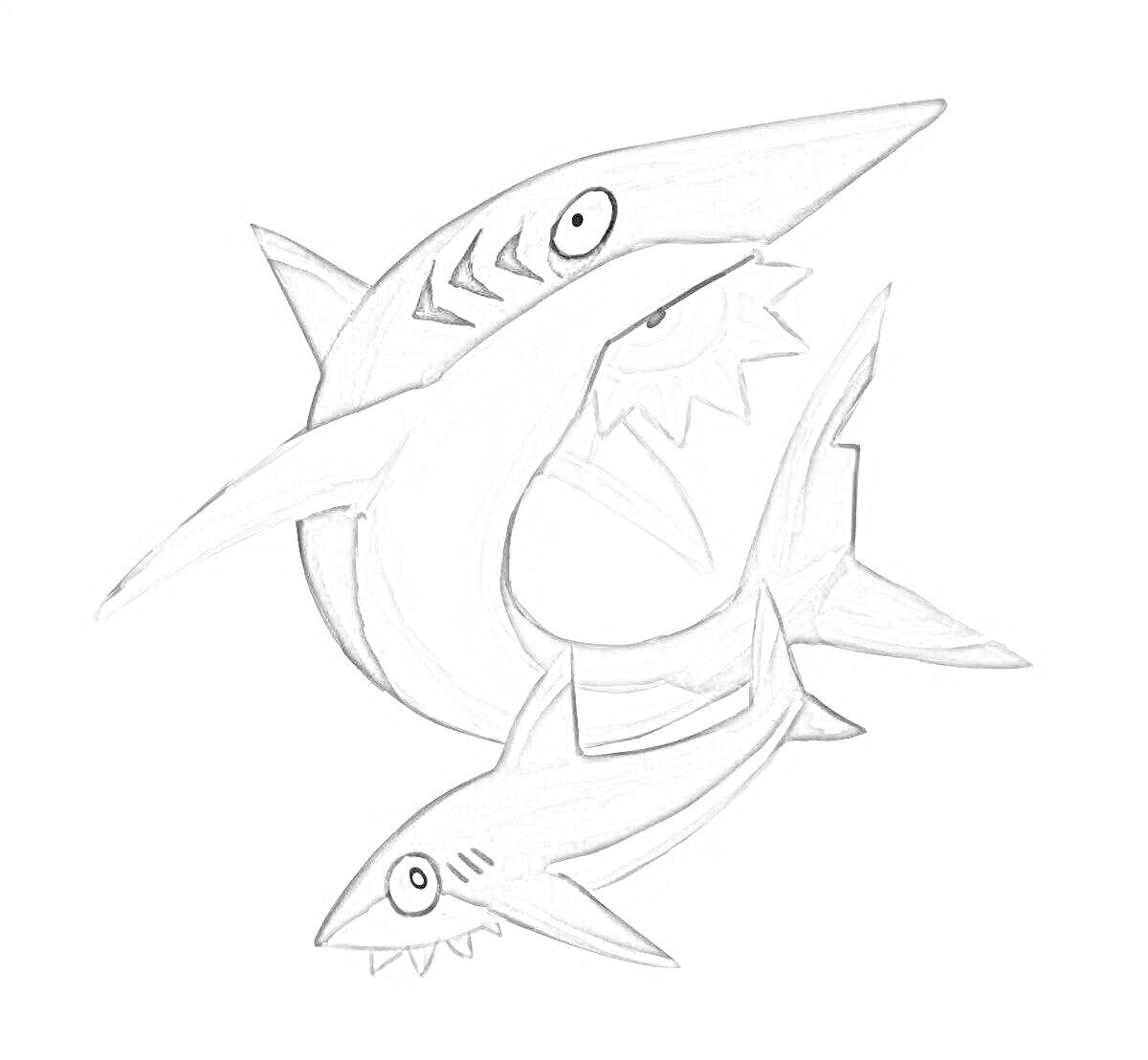 Раскраска Два геликоприона - большой и маленький