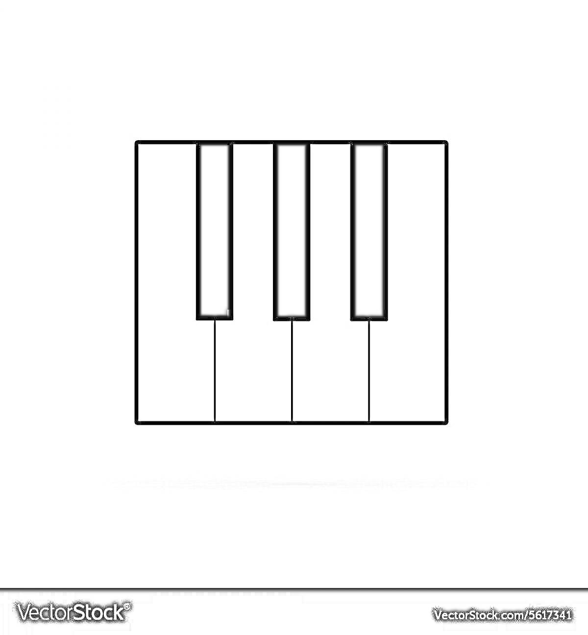 Клавиши пианино (две чёрные и четыре белые клавиши)