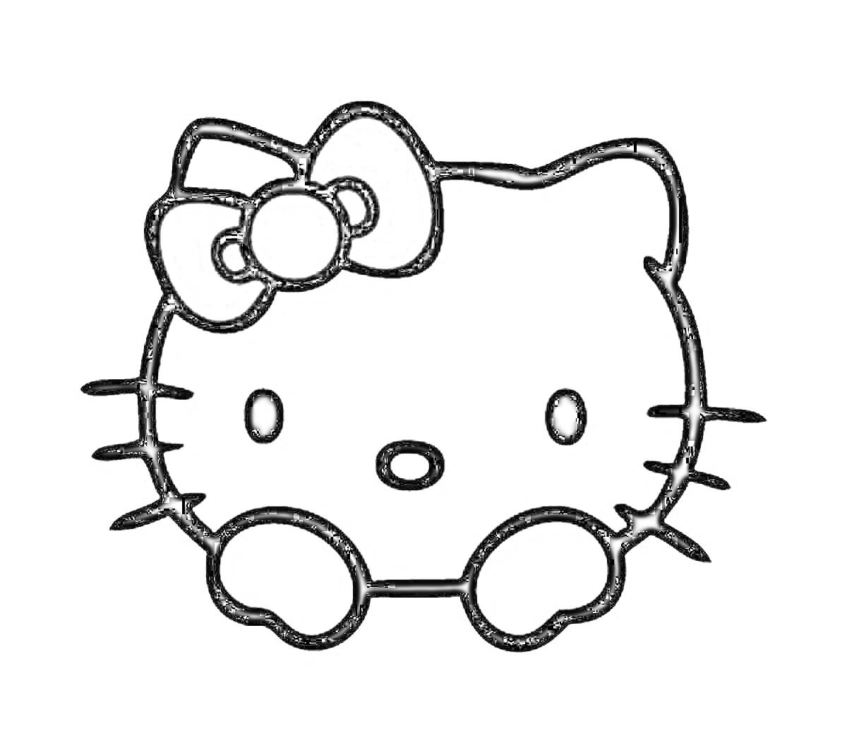 Раскраска Голова Hello Kitty с серым бантом и лапками