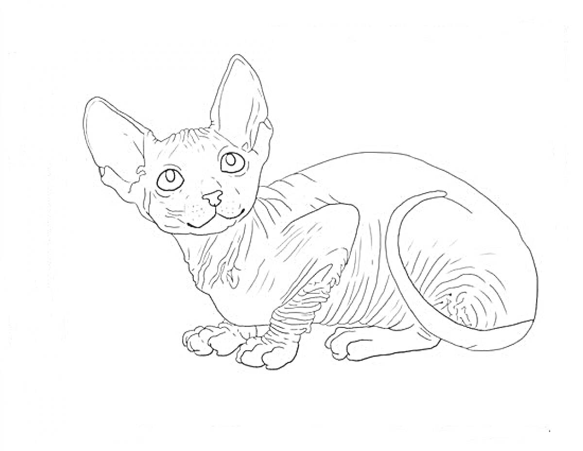 Раскраска Сфинкс-кот, сидящий боком