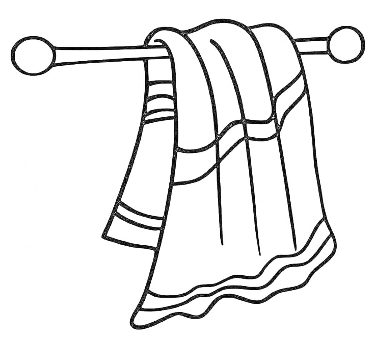 На раскраске изображено: Полотенце, Вешалка, Текстиль, Ванная комната, Гигиена, Чистота