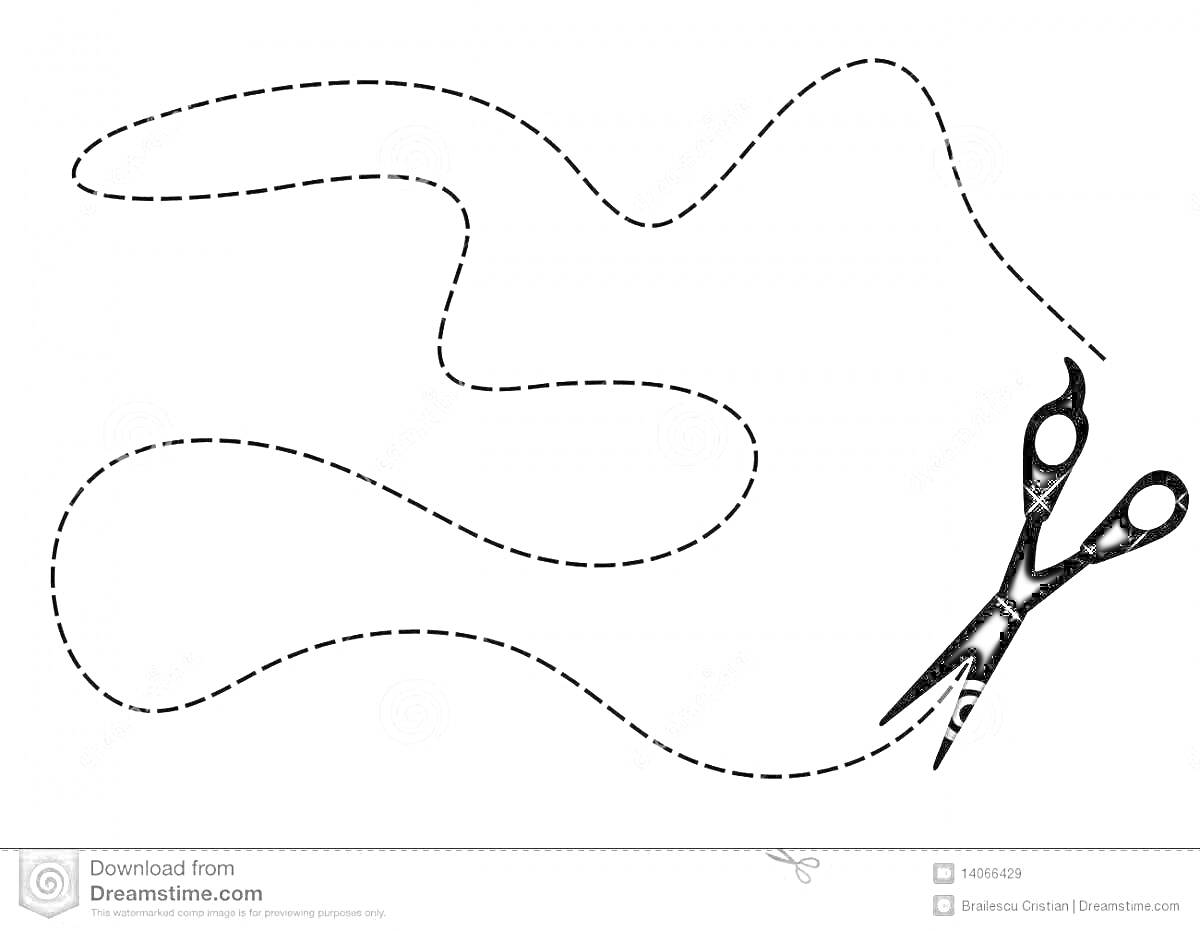 На раскраске изображено: Ножницы, Пунктирная линия, Творчество, Поделки