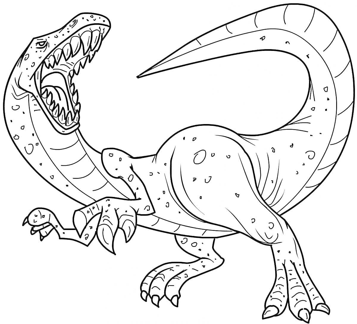 Раскраска Динозавр с открытой пастью и когтями