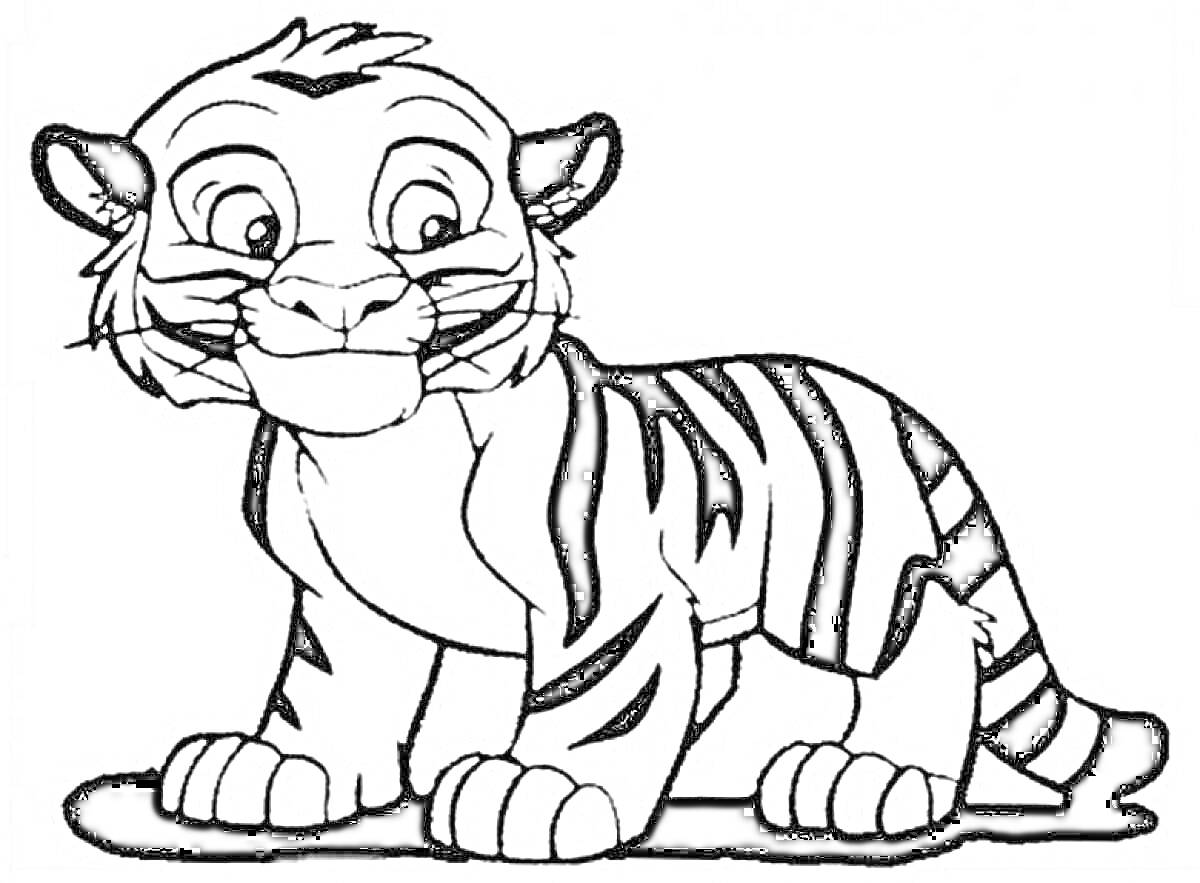 На раскраске изображено: Животные, Тигр, Для детей, Новый год, Праздники