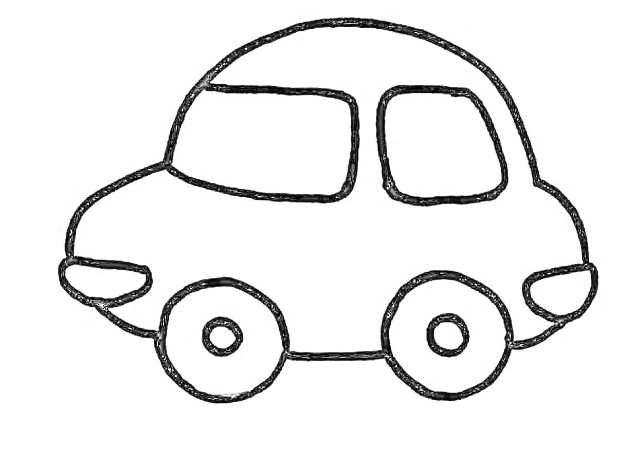 Раскраска Автомобиль с окнами и колесами
