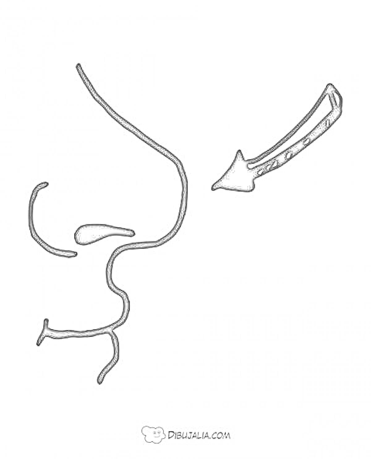 Раскраска Нос с чёрной стрелкой, указывающей на него