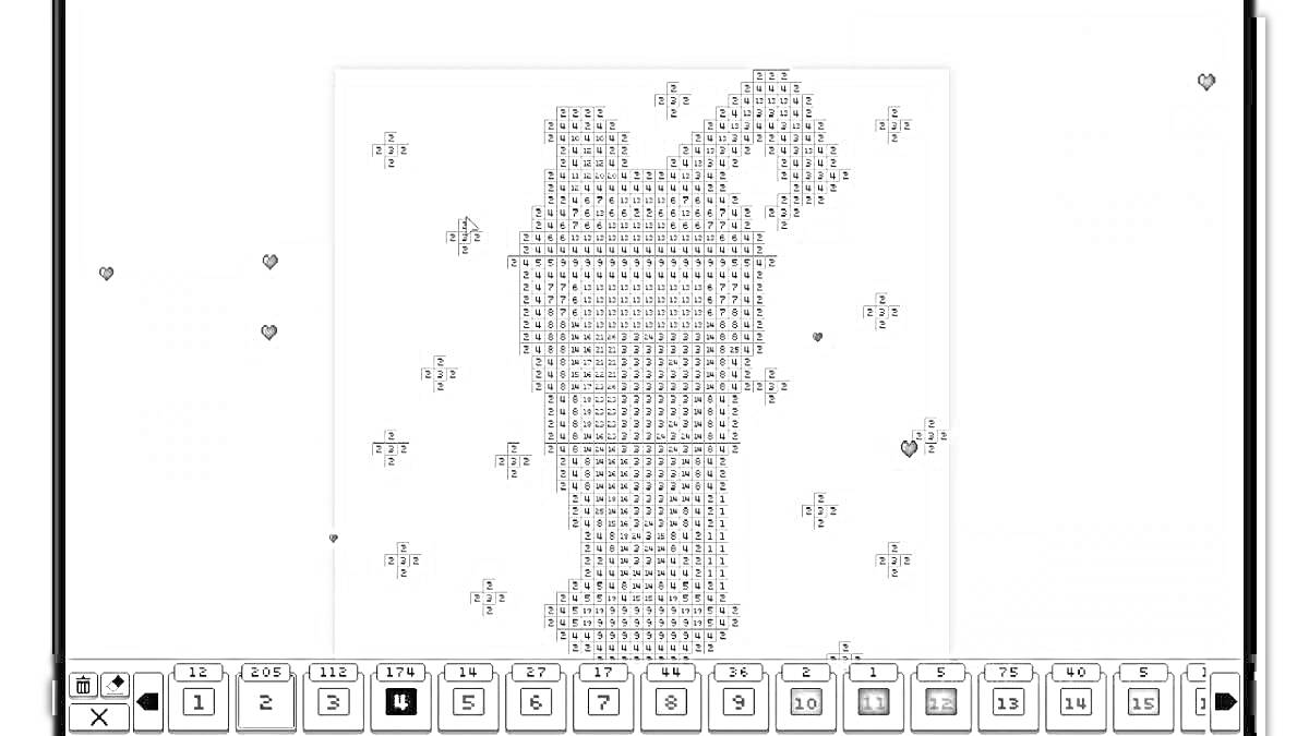 Раскраска Пиксельная раскраска с изображением шахматной фигуры воина с конем, окруженного звездами