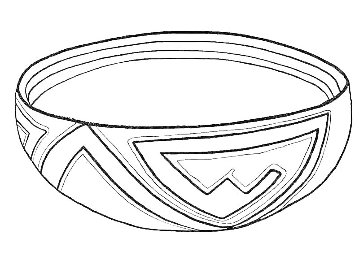 Раскраска Традиционная миска с узорами