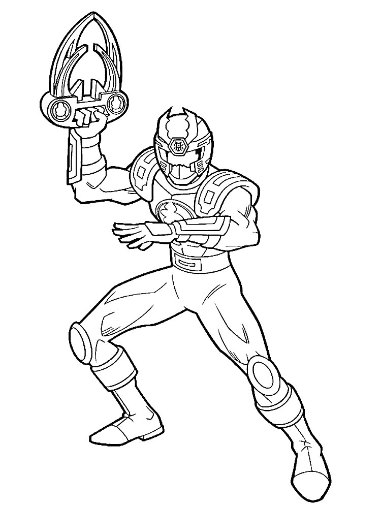 Раскраска Самурай рейнджер с оружием в руке
