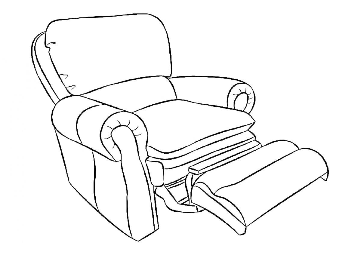 На раскраске изображено: Кресло, Мебель, Комфорт, Отдых, Контурное изображение