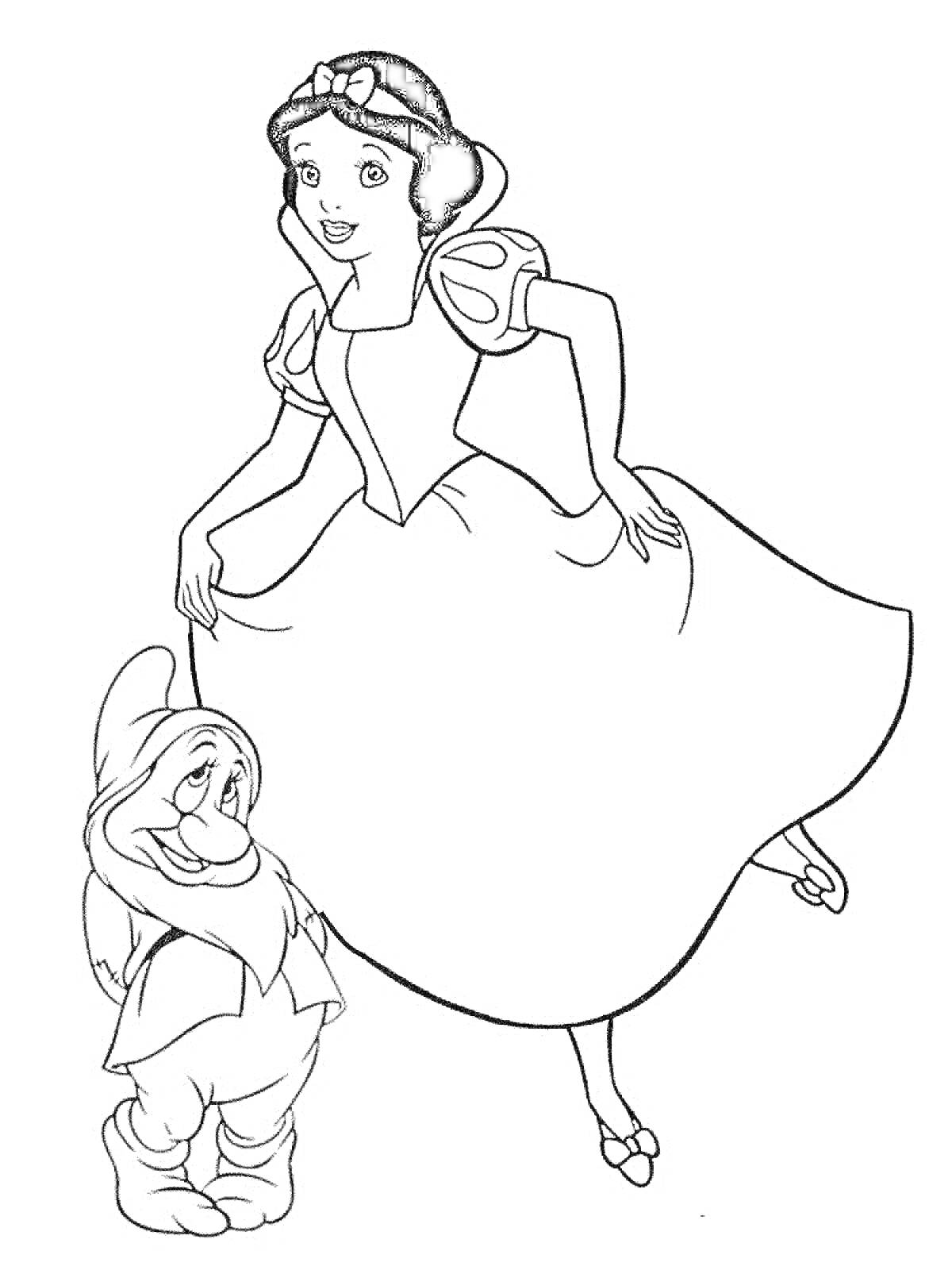 Раскраска Белоснежка и гном