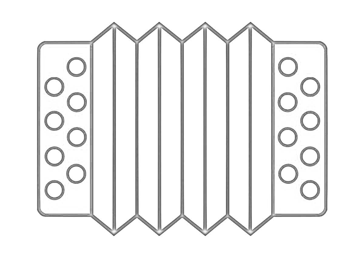 Раскраска Гармонь с кнопками и мехами
