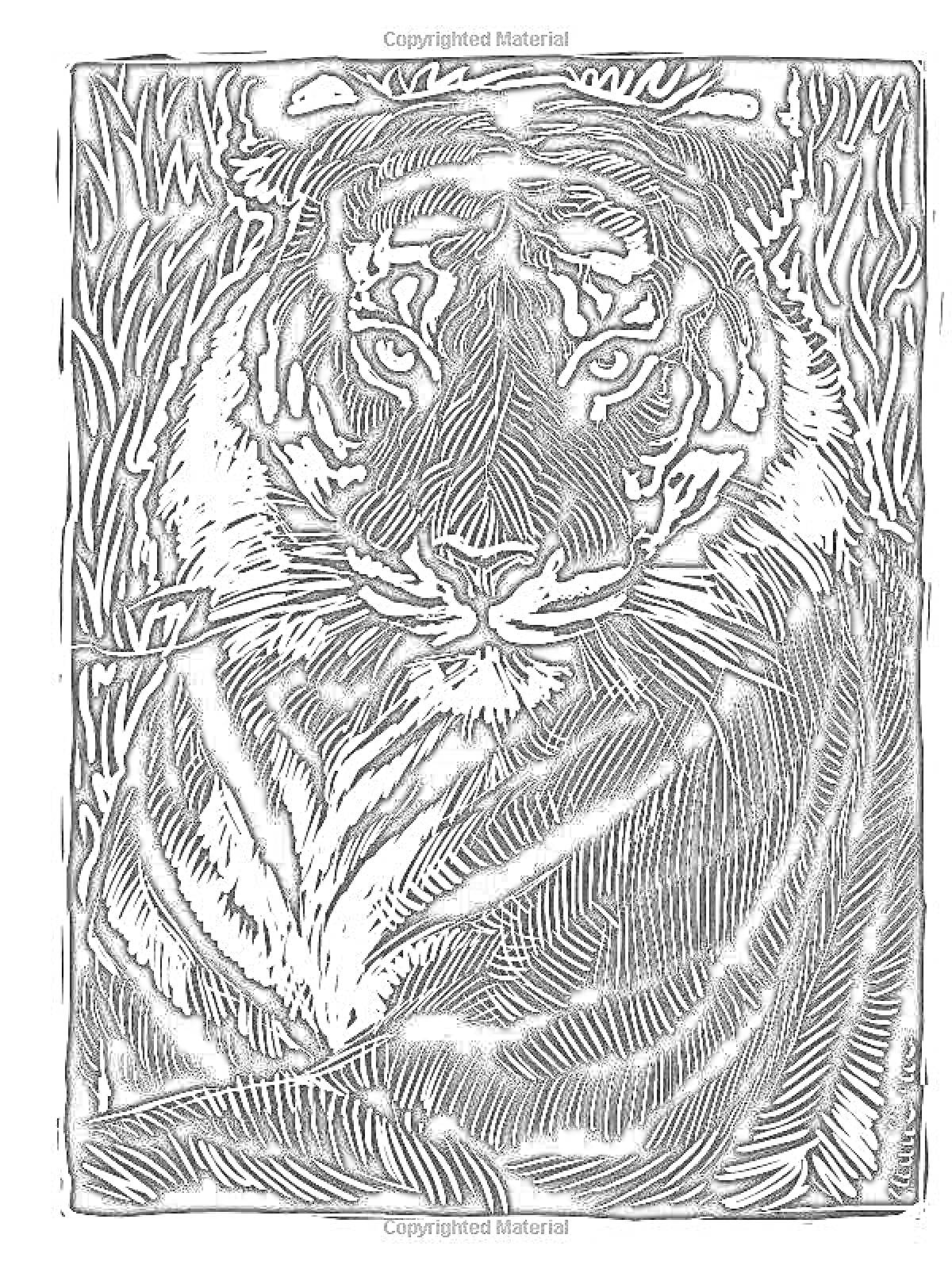 Раскраска Тигр в джунглях