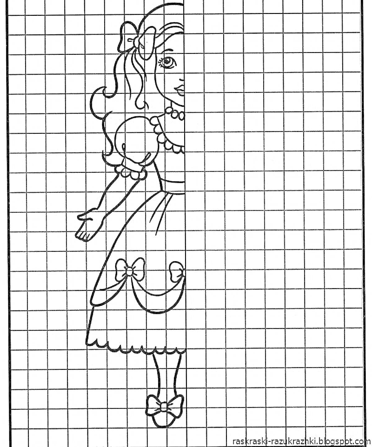На раскраске изображено: Девочка, Платье